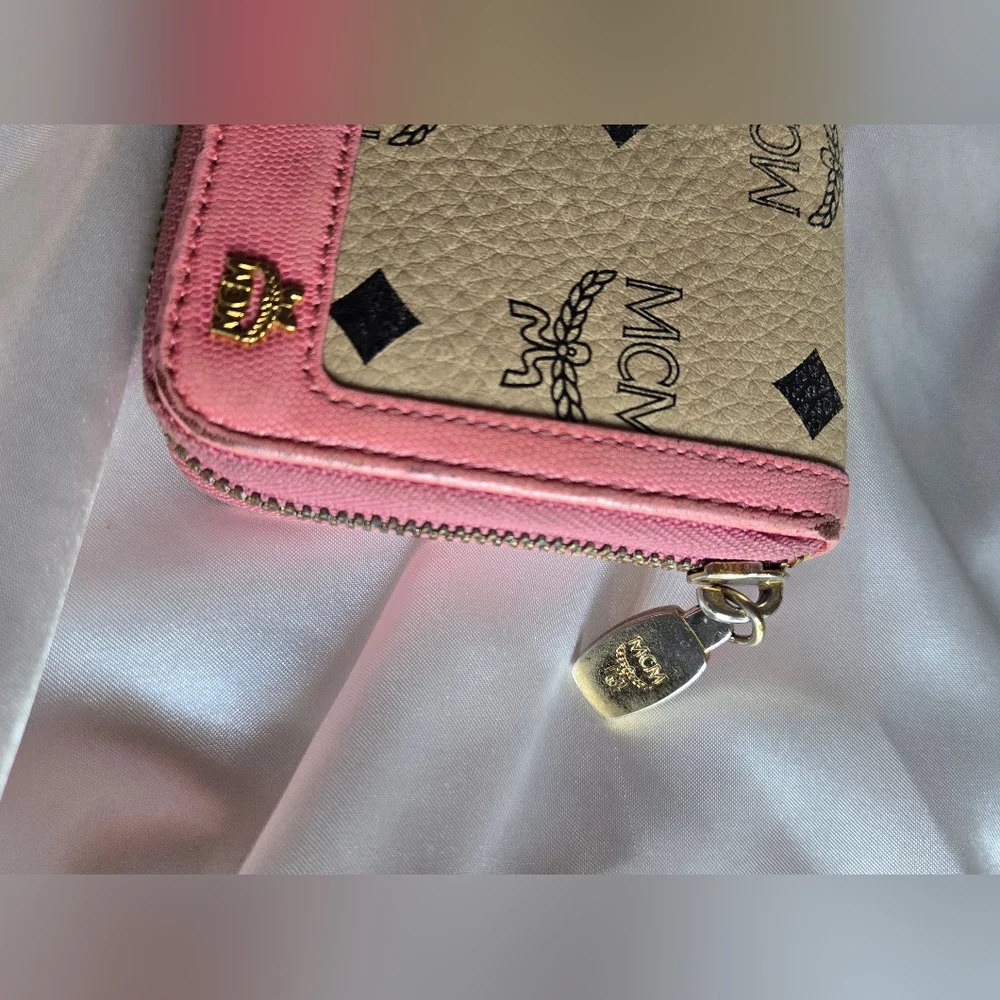 MCM Visetos Pink and Tan Zippy Wallet - Picture 4 of 14